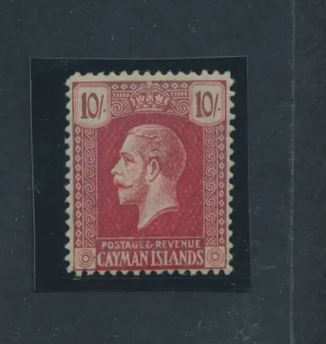 1921 CAYMAN ISLANDS, Stanley Gibbons Nr. 67 - 10 Schilling karminrot und grau - George V - MLH*