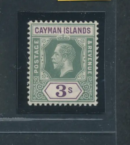1912 CAYMAN ISLANDS, Stanley Gibbons Nr. 50 - 3 Schilling grün und violett - Giorgio V - postfrisch **