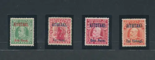 1911-16 AITUTAKI - Stanley Gibbons Nr. 9/12 - Aufdruck Aitutaki Ono Penis - postfrisch **