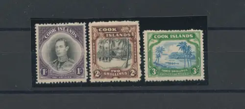 1938 COOK ISLANDS, Stanley Gibbons Nr. 127/29 - Serie mit 3 Werten - postfrisch **