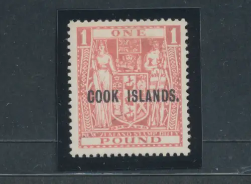 1943-54 COOK ISLANDS, Stanley Gibbons Nr. 134 - 1 £ pink - Neuseeland Briefmarke Cook Islands überdruckt. - postfrisch **