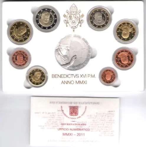 Vatikan 2011, kompletter Jahrgang, Münzen in Originalverpackung, FS Proof