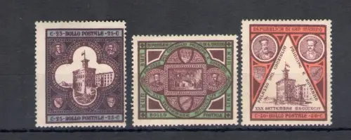 1892-94 SAN MARINO, Nr. 23/25 - Einweihung Regierungspalast - gut - sehr gute Zentrierung, postfrisch **