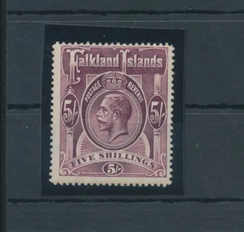 1912-20 FALKLAND ISLANDS - Stanley Gibbons Nr. 67 - 5 Schilling Deep Rose Black - MNH** - Luxus