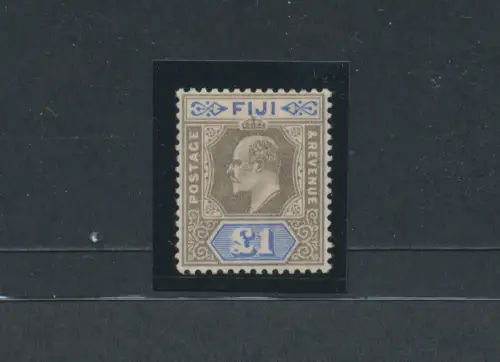1903 Fidschi - Stanley Gibbons Nr. 114 - 1 £ - Sterlina grey black and ultramarine - MNH ** (Signato Enzo Diena)