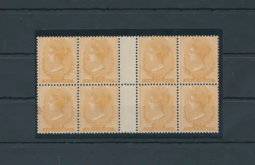 1882-84 Malta, Stanley Gibbons Nr. 18, 1/2 Penny, orange yellow - postfrisch ** mit Gruppenzwischenraum