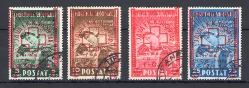 1945 ALBANIEN - Rotes Kreuz, Yvert Nr. 326-29, 4 Werte - gebraucht