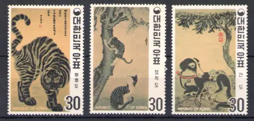 1970 Südkorea - Tiertafeln Yi Dynastie - Yvert 611-13 - 3 Werte - postfrisch **