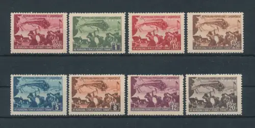 1948 ALBANIEN - Eisenbahn Durres-Tirana, Yvert Nr. 387-94, 8 Werte - postfrisch **