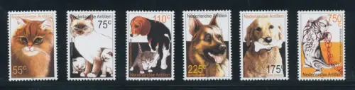 2001 Niederländische Antillen - Hunde und Katzen - Yvert Katalog Nr. 1258-63 - 6 Werte - postfrisch **