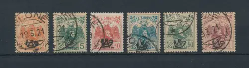 1920 Albanien - Bildnis von Scander - Berg mit aufgedrucktem Horn, Yvert Katalog Nr. 106-11 - 6 Werte, gebraucht