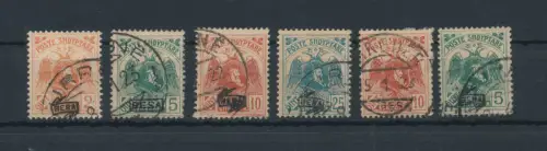 1921 Albanien - Bildnis von Scander - Berg mit Kuss im Rahmen, Yvert Katalog Nr. 114-19 - 6 Werte, gebraucht
