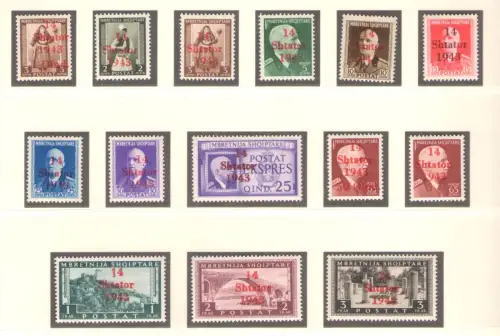 1943 Albanien - Deutsche Besetzung Überdruckt 14 Shtator 1943, Nr. 1-14, 14 Werte, postfrisch **