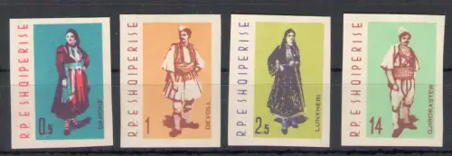1962 Albanien - Trachten - Nr. 695B-98B - ungezähnt - 4 Werte - postfrisch **