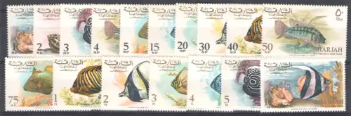 1966 Sharjah, Stanley Gibbons Nr. 206/22 - Fische - postfrisch **