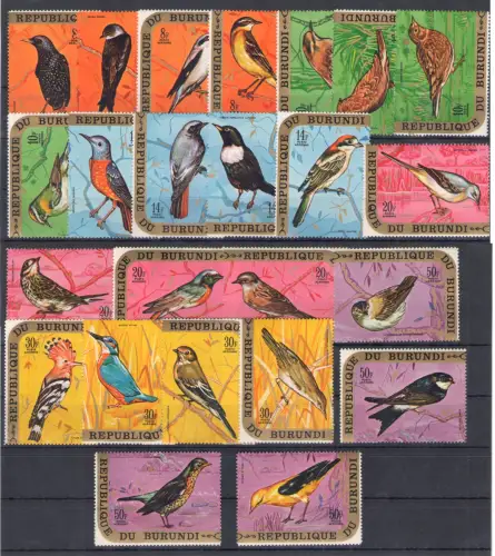 1970 Burundi, Yvert Nr. 154/77 - Vögel - postfrisch **