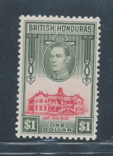 1938-47 British Honduras, Stanley Gibbons Nr. 159 - $ 1 Scarlet Olive - MNH **