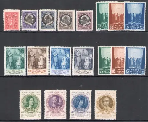 1940-44 Vatikan, postfrisch, komplette Jahrgänge, 19 Werte, postfrisch**