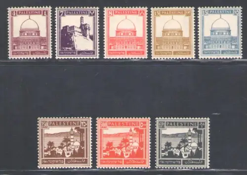1932-44 Palästina, Stanley Gibbons Nr. 104/11 - Serie von 8 Werten - MH*/MNH**