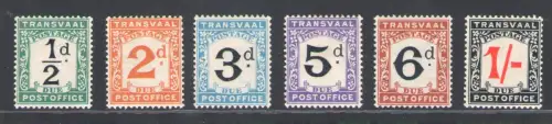 1907 Transvaal - Postage Due stamps Stanley Gibbons Nr. D1/D7 - MNH ** (No D2)