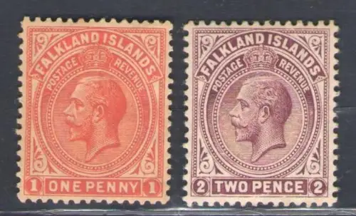 1912-20 FALKLANDINSELN - Stanley Gibbons Nr. 61-62, MH*