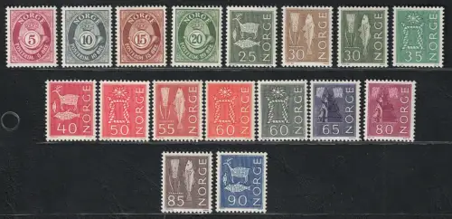 1962-65 Norwegen, # 435/49 Posthorn, Ordentliche Serie, postfrisch **