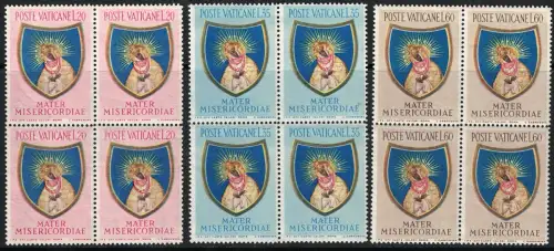 1954 Vatikan, Marianisches Jahr 3 Werte #189/91, postfrisch ** Viererblock