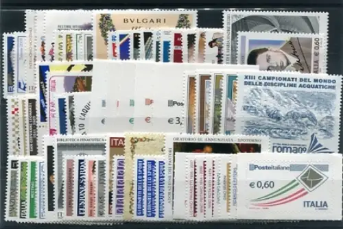 2009 Italien, kompletter Jahrgang 63 Werte + 1 Zettel + 1 Heft, postfrisch **
