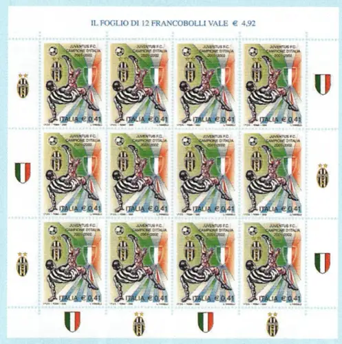 2002 Italien Republik, Kleinbogen Juventus Meister, Sachsen # 7, postfrisch **