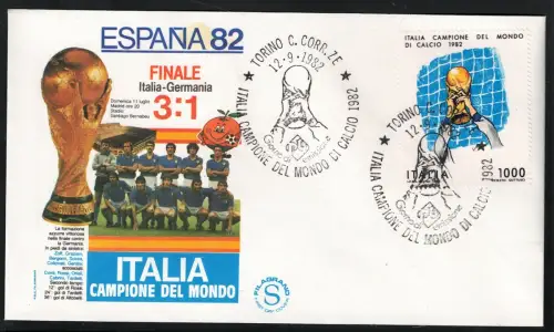 1982 Italien, Offizieller Umschlag Italien Weltmeister, Unikat # 1613, gebraucht