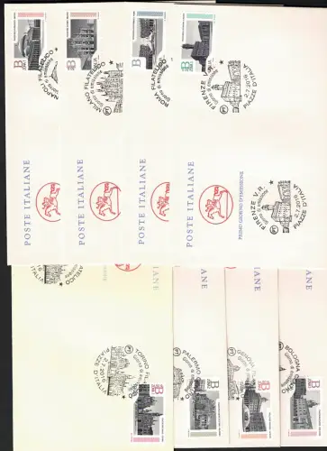 2016 Italien, Piazze d'Italia, Unified # 3760euro67, 8 gebrauchte Umschläge