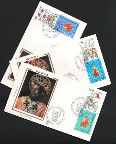 1987 Vatikan, Nikolaus 3 gebrauchte Umschläge FDC, # 825euro27