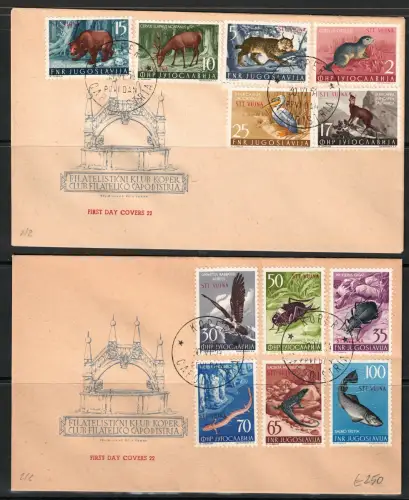 1954 Triest B, Tiere 12 Werte, # 101Euro122 auf Umschlag FDC, Ersttagsstornierungen