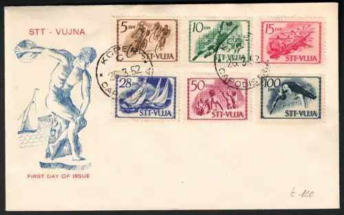1952 Triest B, Sport, # 46 Euro51 auf Umschlag FDC, Ersttagsstornierungen