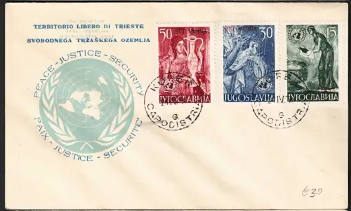 1953 Triest B, Vereinte Nationen, # 82Euro84 auf Umschlag FDC