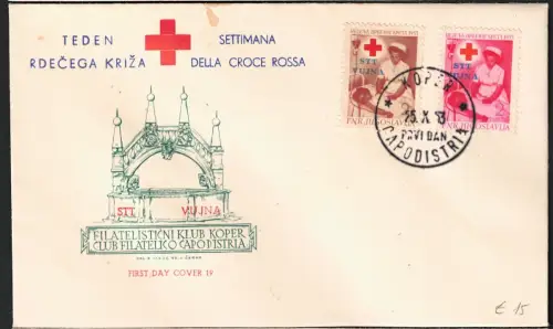 1953 Triest B, Rotes Kreuz, # 93Euro94 auf Umschlag FDC