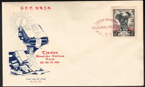 1951 Triest B, Kroatischer Kulturtag, # 45 auf Umschlag FDC