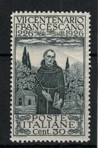 1926 Italien, San Francesco 30 Cent gezähnt 14, # 193, postfrisch **