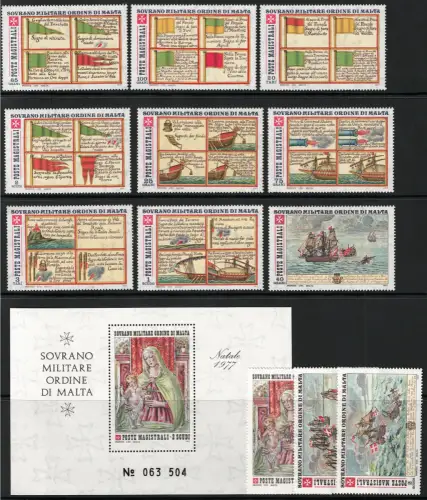 1977 Smom, kompletter Jahrgang 12 Werte + 1 Zettel - postfrisch **