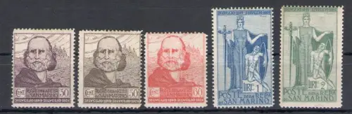 1924 San Marino, 75. Jahrestag des Rückzugs von Garibaldi, Nr. 98-102, postfrisch **