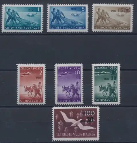 1949 TRIEST B, Luftpost # 10-16, Din-Aufdruck, 7 Werte, postfrisch **