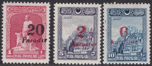 1929 Türkei # 741Euro743 Serie mit 3 Werten, MH* - MNH**