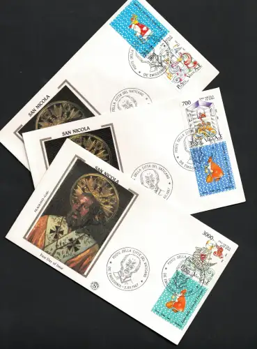 1987 Vatikan, Nikolaus 3 gebrauchte Umschläge FDC, # 825-27