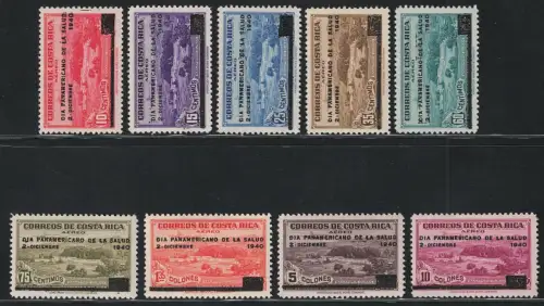 1940 Costa Rica, Luftpost nicht ausgegeben + Yvert Sorte # 44A-44J, MH*