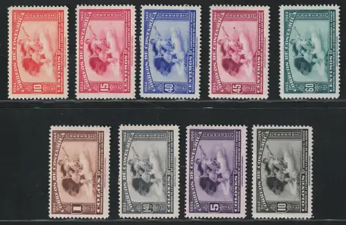 1944 Costa Rica, Luftpost, 100 Jahre Stadt San Ramon, Yvert # 82-90, MH*