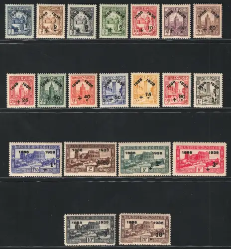 1938 Tunesien, Yvert # 185-204, 100 Jahre Tunesische Post, MH*