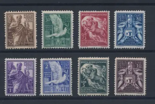1938 Vatikan, Luftpost A1euroA8, verschiedene Themen, 8 Werte, postfrisch **