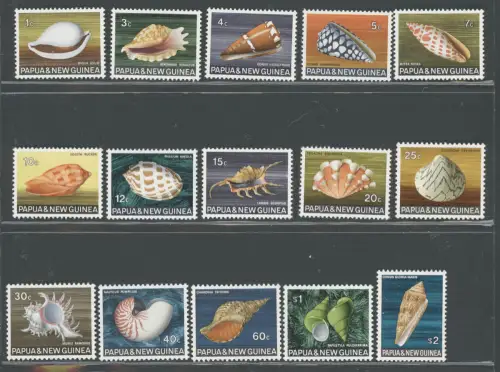 1968-69 PAPUA NEUGUINEA, Yvert Katalog Nr. 138-52, 15 Werte, postfrisch **