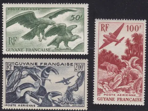 1947 FRANZÖSISCH-GUAYANA - Yvert PA Nr. 35/37 Fauna postfrisch/**
