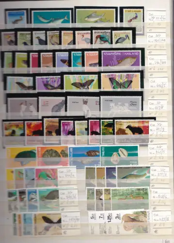 1967-1984 Thailand - Thema Tiere 64 Werte postfrisch **